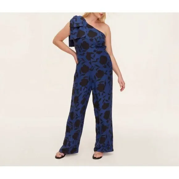 Kate Spade x Target Floral One-Shoulder Linen Blend Jumpsuit Size 14 NEW